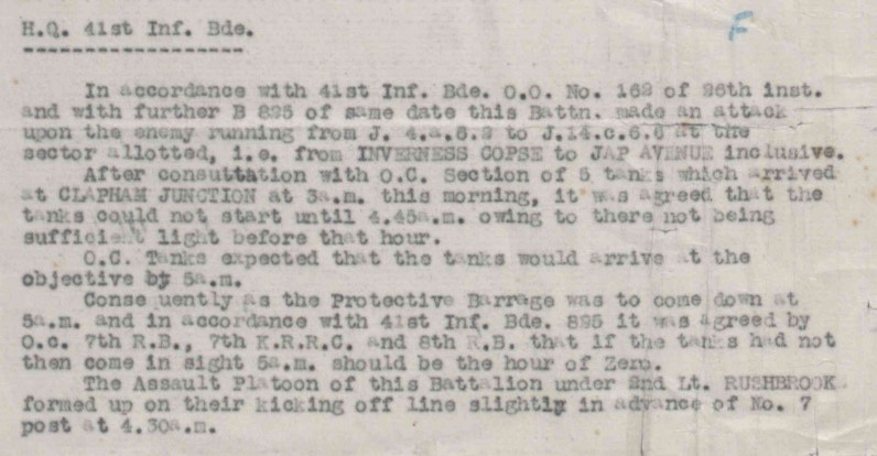 Report from War Diary
