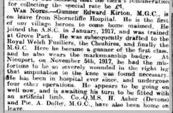 Extract from Grantham Journal October 1918